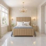 Elise Panel Bed - Beige