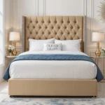 Luxury Wing Chesterfield Divan Bed - Beige