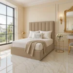 Panel Upholstered Bed - Beige - Image 2