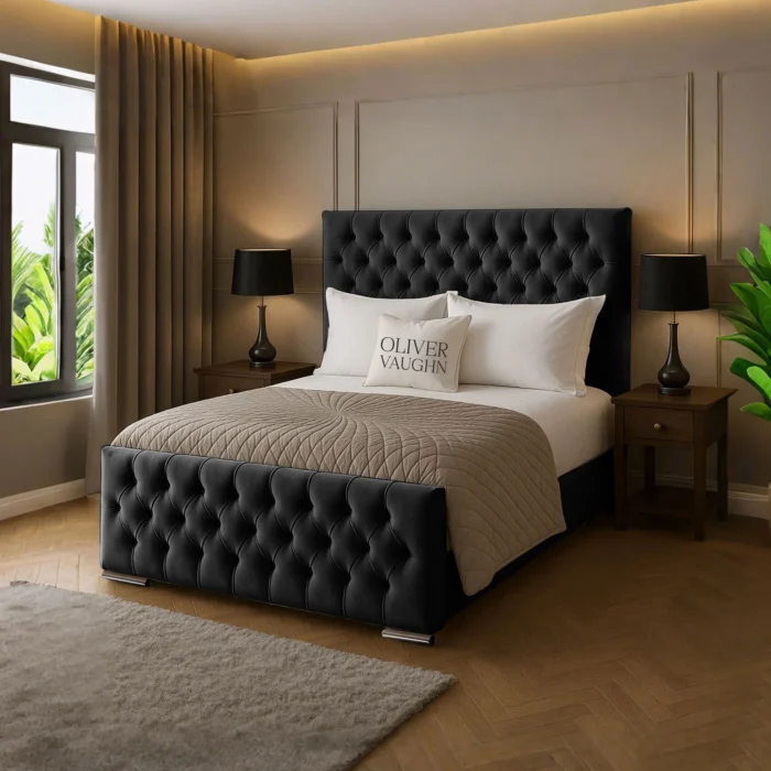 Florida Upholstered Bed - Black - Image 2