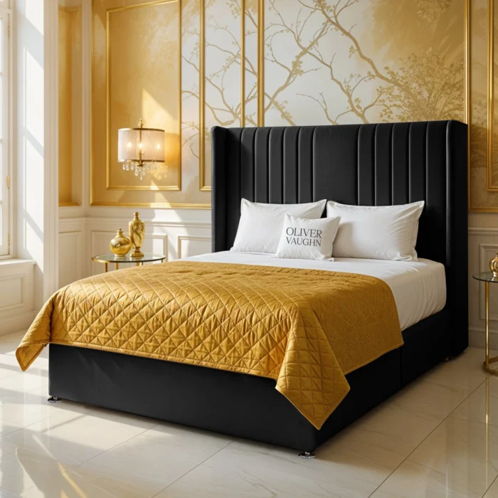 Wing Panel Divan Bed - Black - Image 2