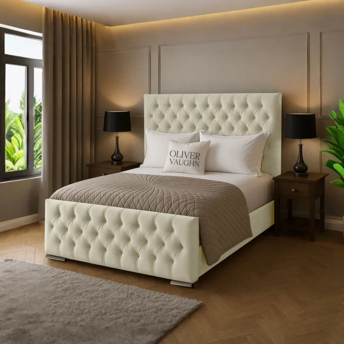 Florida Upholstered Bed - Cream - Image 2