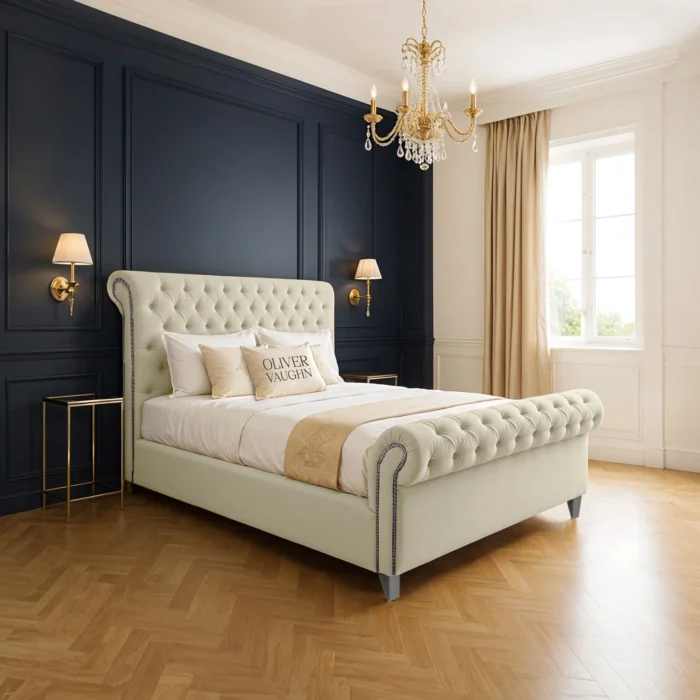 Luxury Sleigh Bed - Cream - Image 2