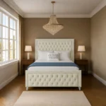 Sofia Chrome Bed - Cream