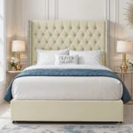 Luxury Wing Chesterfield Divan Bed - Cream