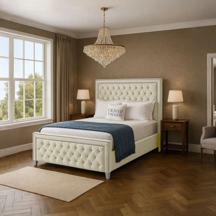 Sofia Chrome Bed - Cream - Image 2