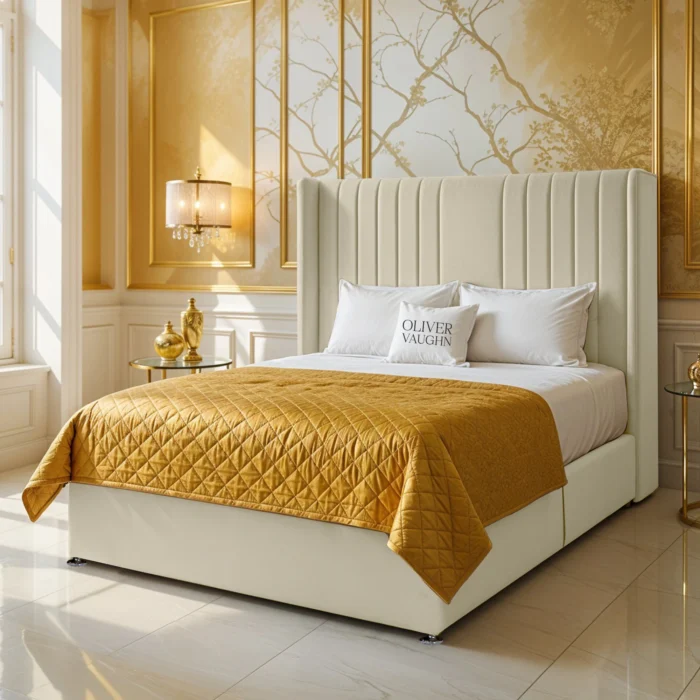 Wing Panel Divan Bed - Cream - Image 2