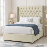 Luxury Wing Chesterfield Divan Bed - Cream - Image 2