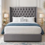 Luxury Wing Chesterfield Divan Bed - Grey