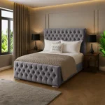 Florida Upholstered Bed - Grey - Image 2