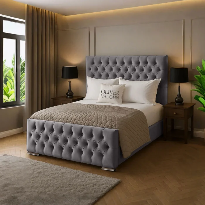 Florida Upholstered Bed - Grey - Image 2