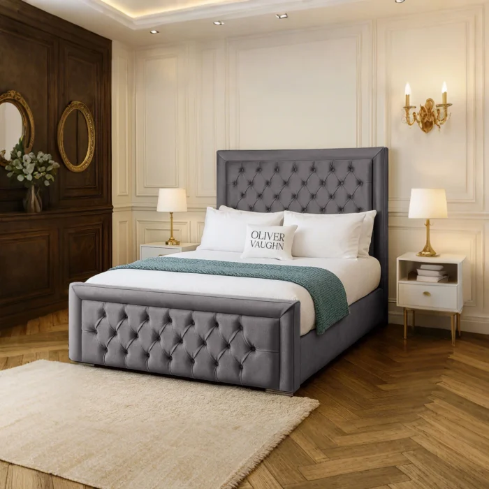 Hilton Chesterfield Bed - Grey - Image 2