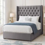 Luxury Wing Chesterfield Divan Bed - Grey - Image 2