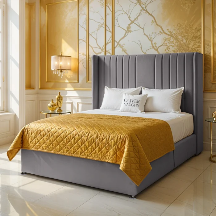 Wing Panel Divan Bed - Grey - Image 2