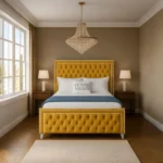 Sofia Chrome Bed - Mustard