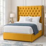 Luxury Wing Chesterfield Divan Bed - Mustard - Image 2