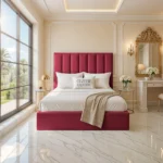 Panel Upholstered Bed - Maroon