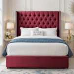 Luxury Wing Chesterfield Divan Bed - Maroon