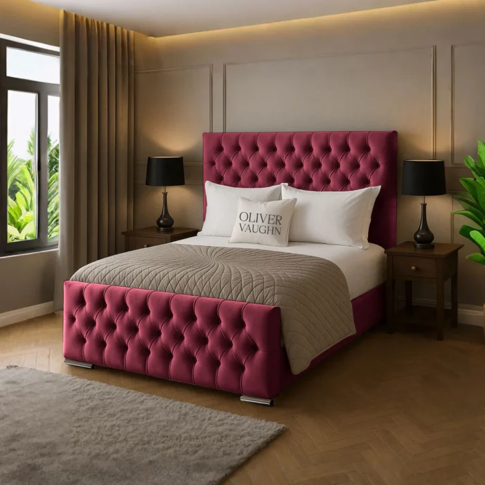 Florida Upholstered Bed - Maroon - Image 2