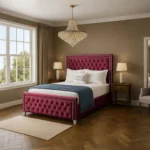 Sofia Chrome Bed - Maroon - Image 2