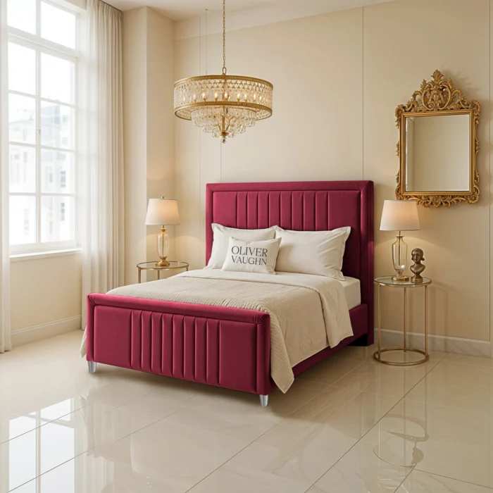 Elizabeth Panel Bed - Maroon - Image 2
