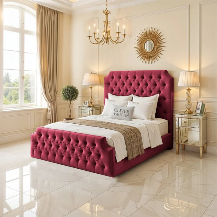 Roll-Top Upholstered - Maroon - Image 2
