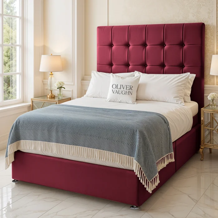 Cube Divan Bed - Maroon - Image 2