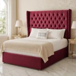 Wing Chesterfield Divan Bed - Maroon - Image 2