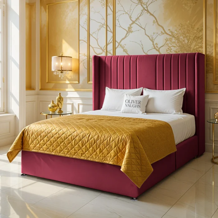 Wing Panel Divan Bed - Maroon - Image 2