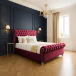 Luxury Sleigh Bed - Maroon - Image 2
