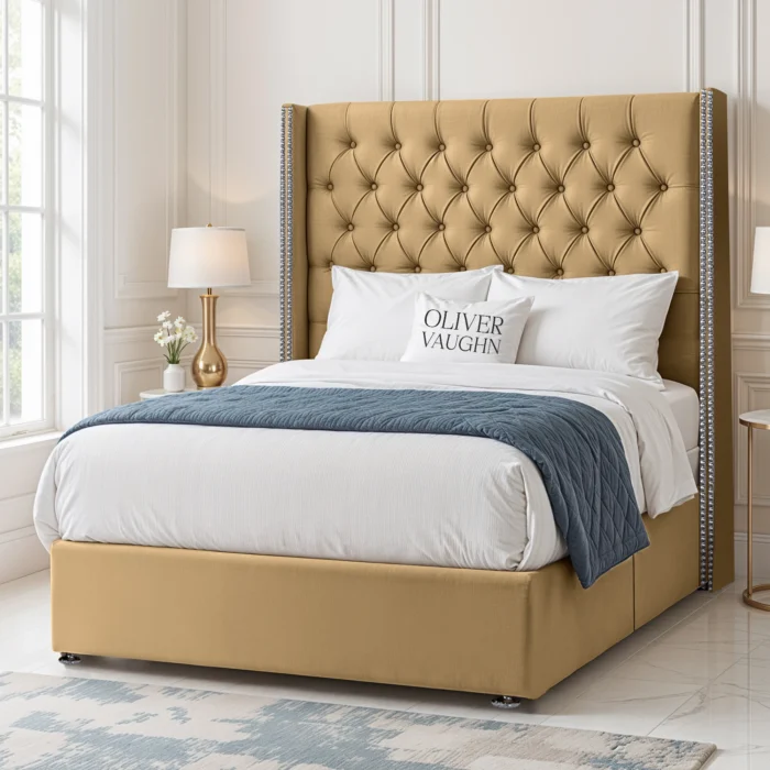 Luxury Wing Chesterfield Divan Bed - Mink - Image 2