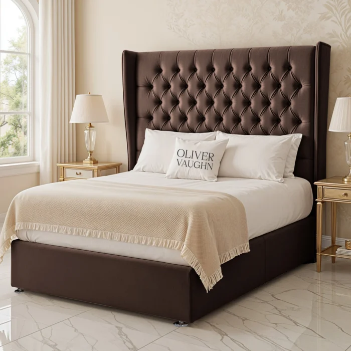 Wing Chesterfield Divan Bed - Mocca - Image 2