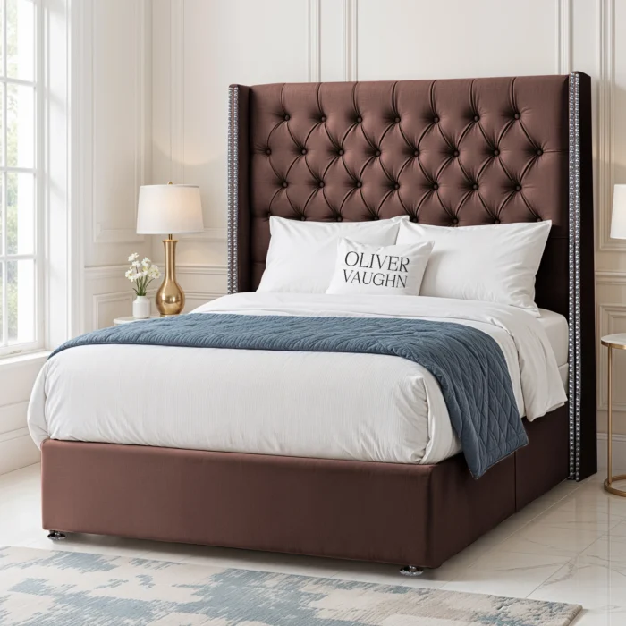 Luxury Wing Chesterfield Divan Bed - Mocca - Image 2