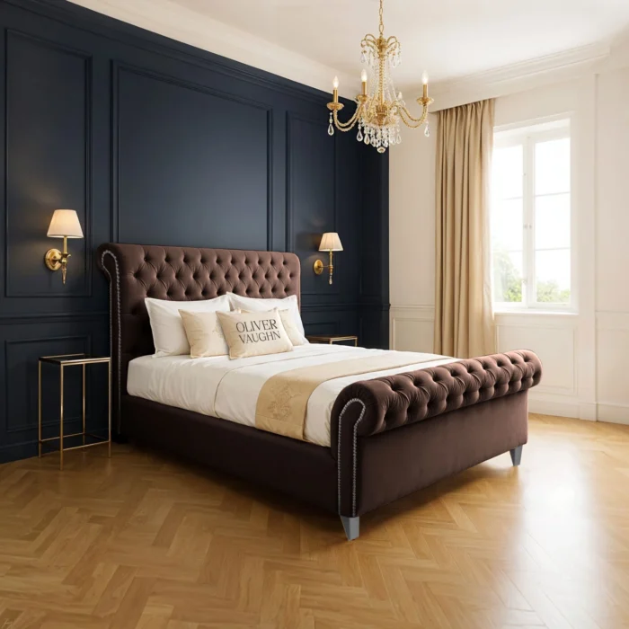 Luxury Sleigh Bed - Mocca - Image 2