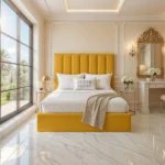 Panel Upholstered Bed - Mustard