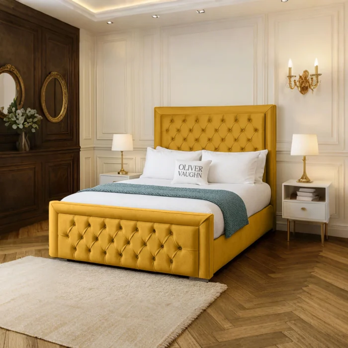 Hilton Chesterfield Bed - Mustard - Image 2