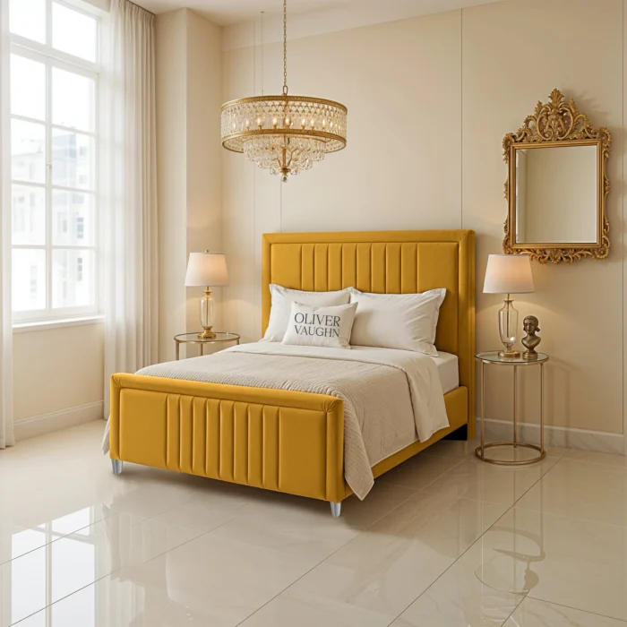 Elizabeth Panel Bed - Mustard - Image 2