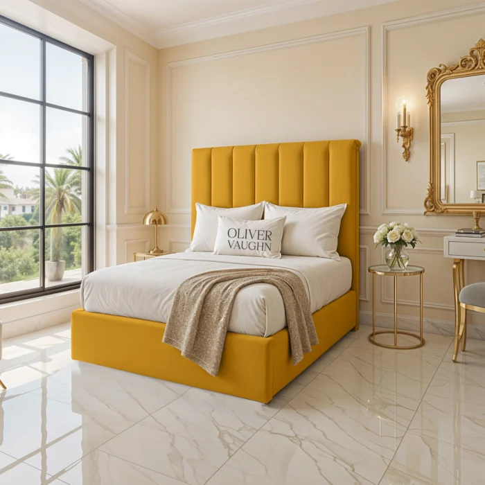 Panel Upholstered Bed - Mustard - Image 2