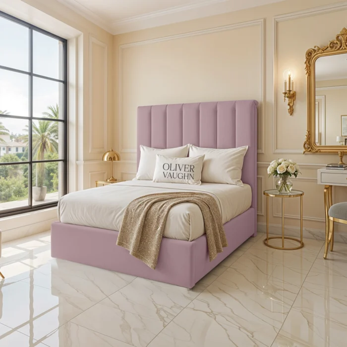 Panel Upholstered Bed - Pink - Image 2