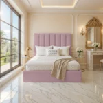 Panel Upholstered Bed - Pink