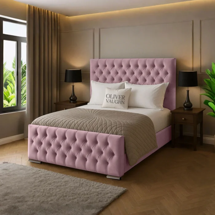 Florida Upholstered Bed - Pink - Image 2