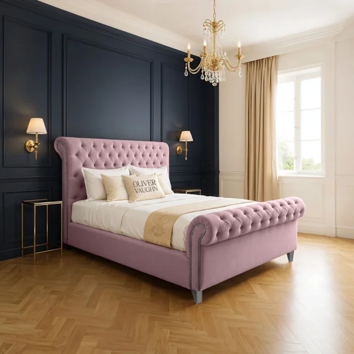 Luxury Sleigh Bed - Pink - Image 2