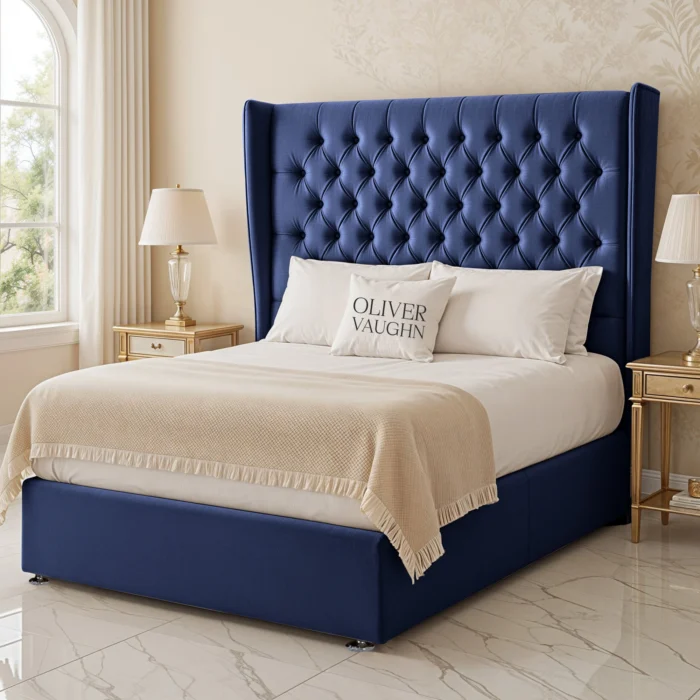 Wing Chesterfield Divan Bed - Royal-Blue - Image 2