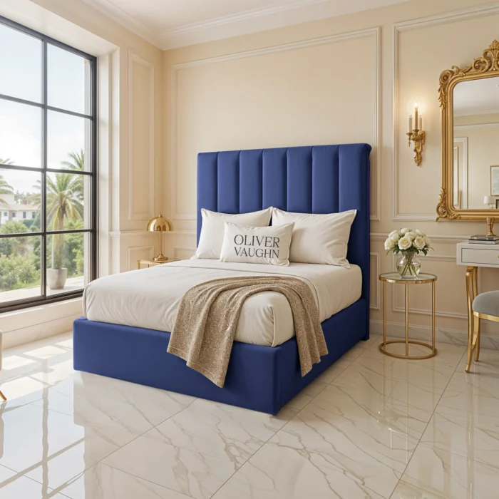 Panel Upholstered Bed - Royal-Blue - Image 2