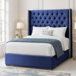 Luxury Wing Chesterfield Divan Bed - Royal-Blue - Image 2