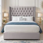 Luxury Wing Chesterfield Divan Bed - Silver