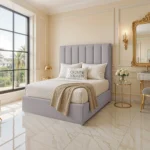 Panel Upholstered Bed - Silver - Image 2