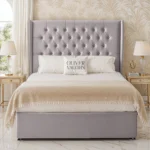 Wing Chesterfield Divan Bed - Silver