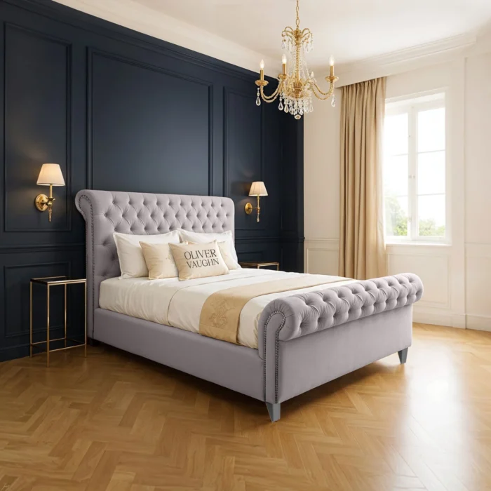 Luxury Sleigh Bed - Silver - Image 2