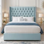 Luxury Wing Chesterfield Divan Bed - Sky